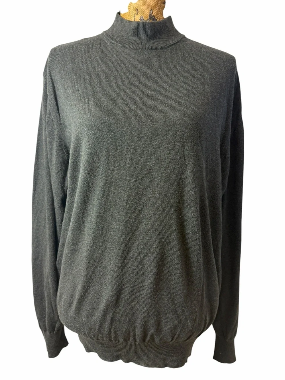 Pronto Uomo Italy Charcoal Mock Neck Cotton Blend Sweater Men’s M Quiet Luxury